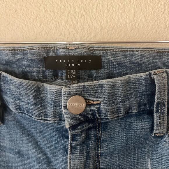 Sanctuary blue stretch raw hemline high rise skinny jeans 14W plus - Picture 4 of 8